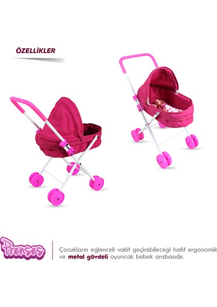 Prenses Katlanabilir Metal Oyuncak Bebek Arabası modelleri