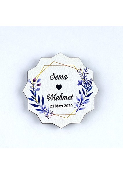Ahşap Uv Baskılı Magnet Nikah Süsü 50'li UV-145