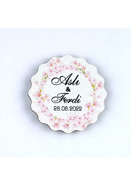 Ahşap Uv Baskılı Magnet Nikah Süsü 50'li UV-139