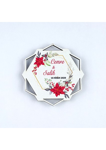 Ahşap Uv Baskılı Magnet Nikah Süsü 50'li UV-156