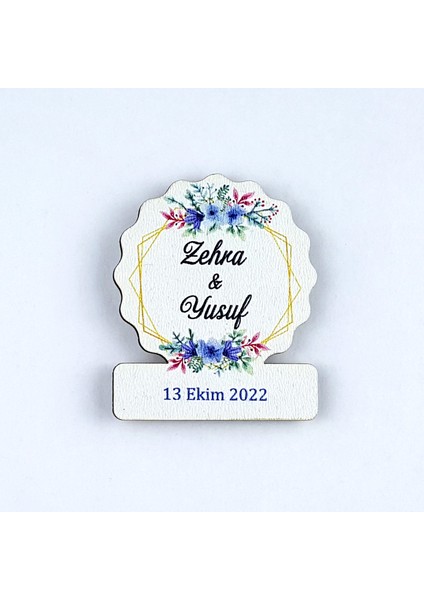 Ahşap Uv Baskılı Magnet Nikah Süsü 50'li UV-163