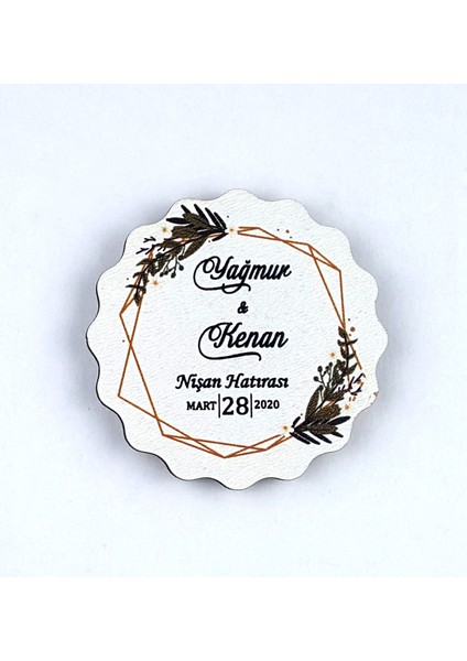 Ahşap Uv Baskılı Magnet Nikah Süsü 50'li UV-142