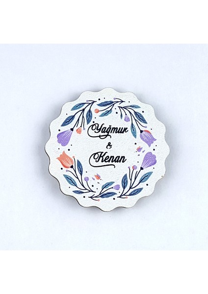Ahşap Uv Baskılı Magnet Nikah Süsü 50'li UV-143