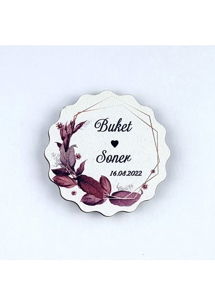 Ahşap Uv Baskılı Magnet Nikah Süsü 50'li UV-149