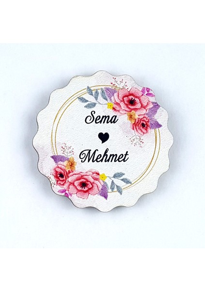 Ahşap Uv Baskılı Magnet Nikah Süsü 50'li UV-135