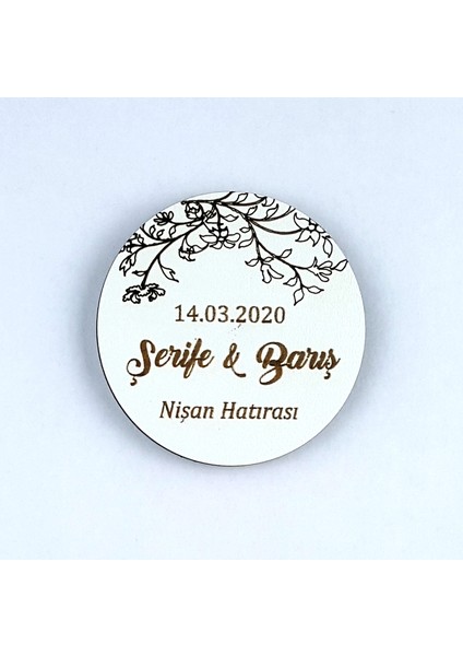 Ahşap Uv Baskılı Magnet Nikah Süsü 50'li UV-165