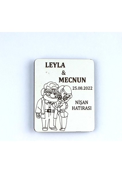 Ahşap Uv Baskılı Magnet Nikah Süsü 50'li UV-164