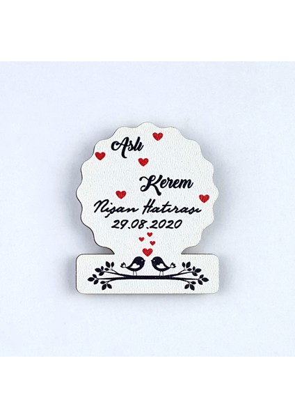 Ahşap Uv Baskılı Magnet Nikah Süsü 50'li UV-162