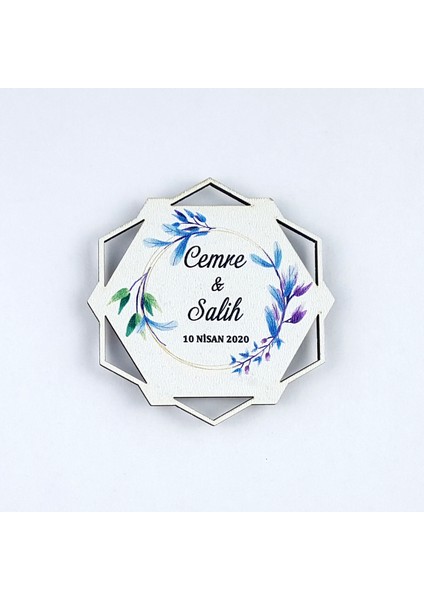 Ahşap Uv Baskılı Magnet Nikah Süsü 50'li UV-152