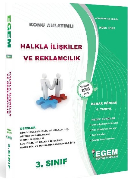 Halkla İlişkiler ve Reklamcılık 3. Sınıf 6. Yarıyıl Tüm Dersler Konu Anlatımlı Çözümlü Soru Bankası Bahar