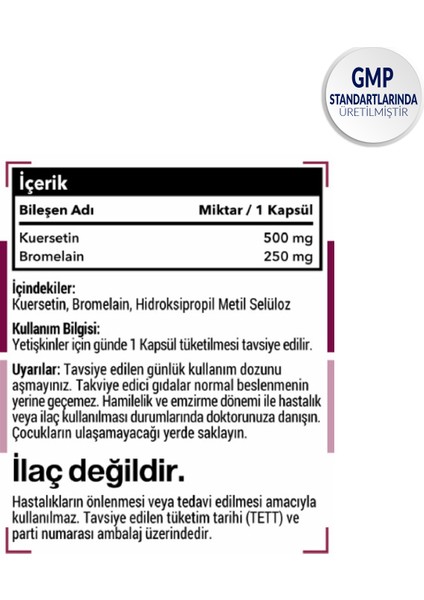 Quercetin 500 Mg 30 Kapsül indirimleri