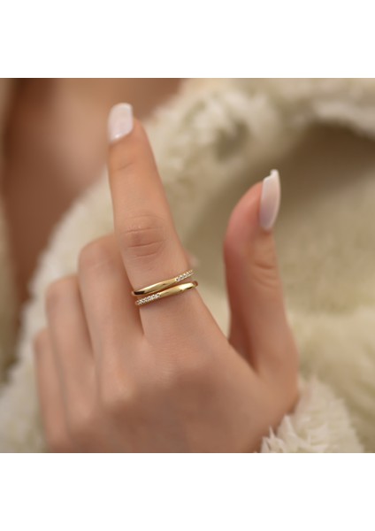 Ayyıldız Kuyumculuk Kadın İkili Kombin Altın Yüzük