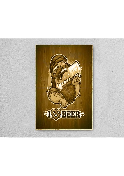 I Beer 2 Retro Vintage Ahşap Poster Tablo