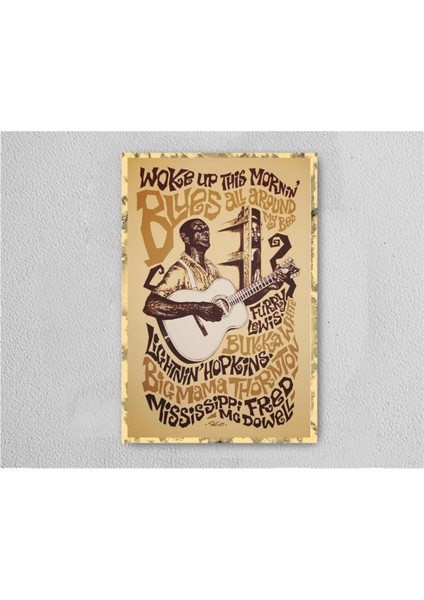 Gitarist Retro Vintage Ahşap Poster Tablo