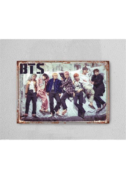 Bts 4 Retro Vintage Ahşap Poster Tablo