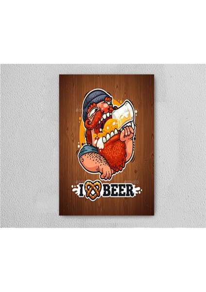 I Beer 3 Retro Vintage Ahşap Poster Tablo