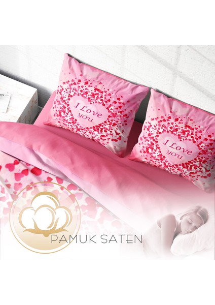 Sevgililer Günü Pamuk Saten Çift Kişilik Nevresim Takımı fırsatları