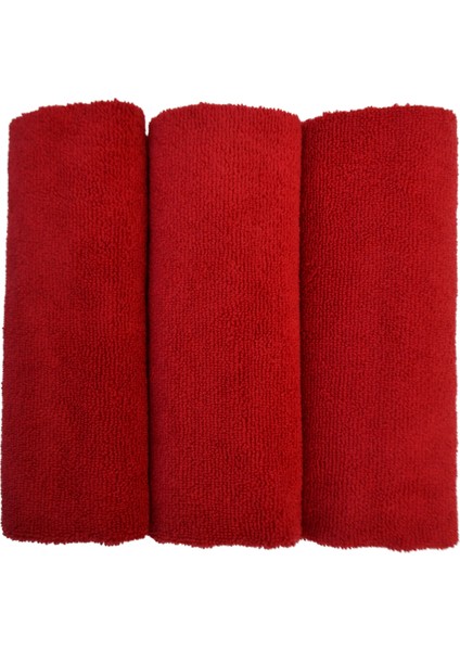 Rufus 3'lü Mikrofiber Lazer Kesim Cila Bezi 40X40 320GSM - Kırmızı