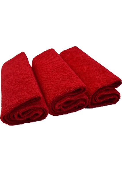 Rufus 3'lü Mikrofiber Lazer Kesim Cila Bezi 40X40 320GSM - Kırmızı