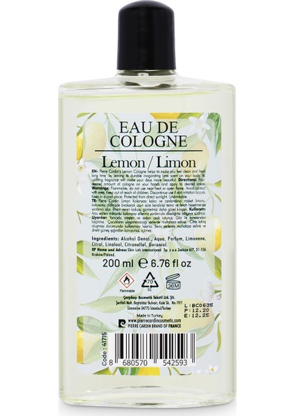 Eau De Cologne Limon 200 ml