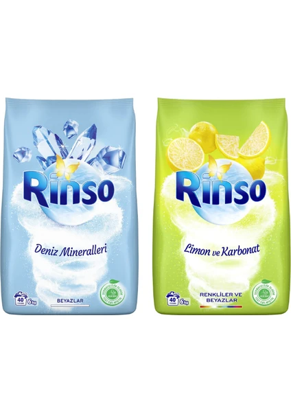 Deniz Mineralleri Beyazlar Için  6 kg + Rinso Limon ve Karbonat Renkliler Için 6 kg