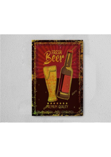 Fresh Beer Retro Vintage Ahşap Poster Tablo