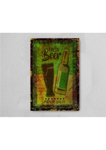 Fresh Beer 2 Retro Vintage Ahşap Poster Tablo