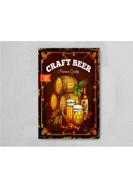 Craft Beer 3 Retro Vintage Ahşap Poster Tablo