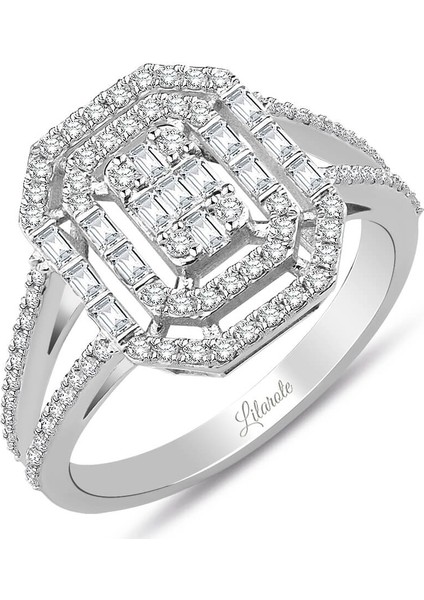 0.75 Ct Modern Tasarım Baget Kare Tektaş Yüzük