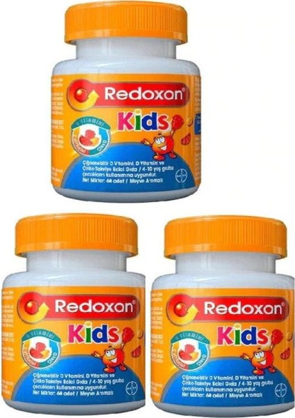 Kids 3 Adet (Çiğnenebilir C-D Vitaminleri ve Çinko Içeren Gıda Takviyesi) 60 Adet