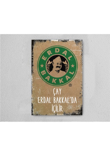 Erdal Bakkal Retro Vintage Ahşap Poster Tablo
