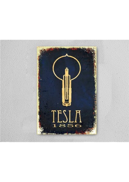 Tesla 1856 Retro Vintage Ahşap Poster Tablo