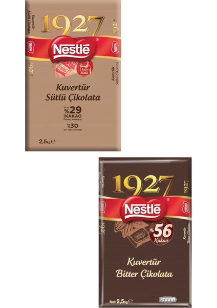 Sütlü Kuvertür 2.5 kg + Nestle Bitter Kuvertür 2.5 kg