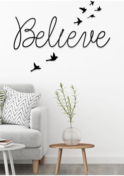 Believe Figürlü Dekoratif Ahşap Tablo