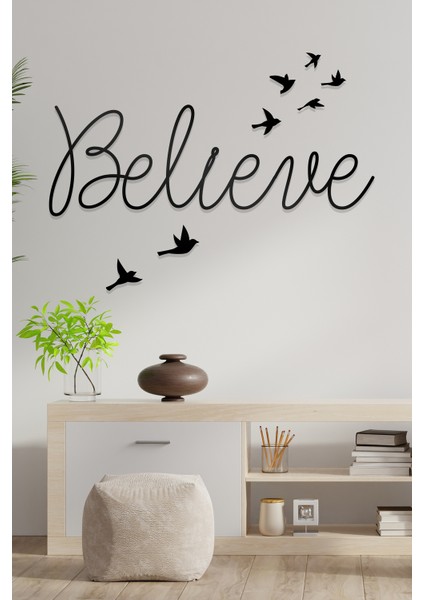Believe Figürlü Dekoratif Ahşap Tablo