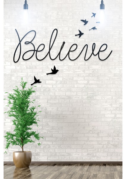 Believe Figürlü Dekoratif Ahşap Tablo