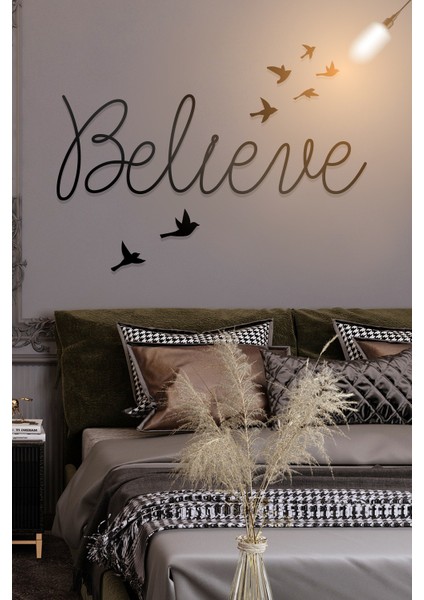 Believe Figürlü Dekoratif Ahşap Tablo