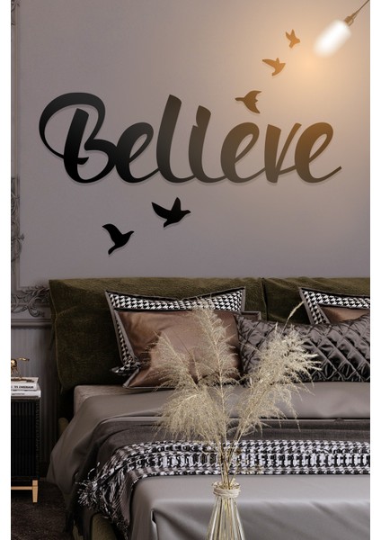 Believe Figürlü Dekoratif Ahşap Tablo