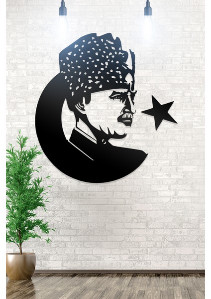 Atatürk ve Bayrak Figürlü Dekoratif Ahşap Tablo