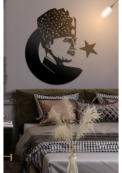 Atatürk ve Bayrak Figürlü Dekoratif Ahşap Tablo fırsatları