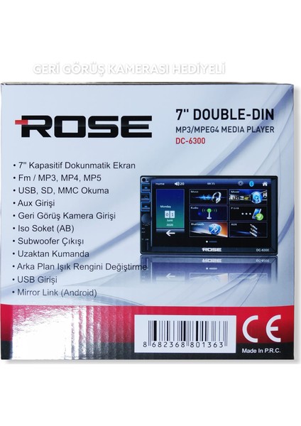 DC-6300 Bt 7 Inç Double Oto USB Sd Bluetooth Teyp