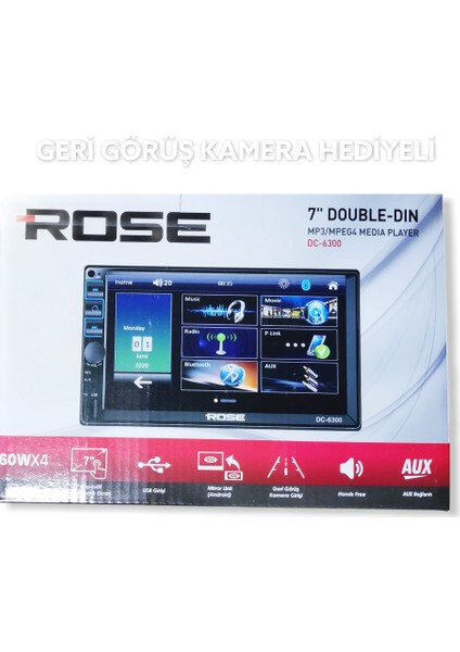 DC-6300 Bt 7 Inç Double Oto USB Sd Bluetooth Teyp