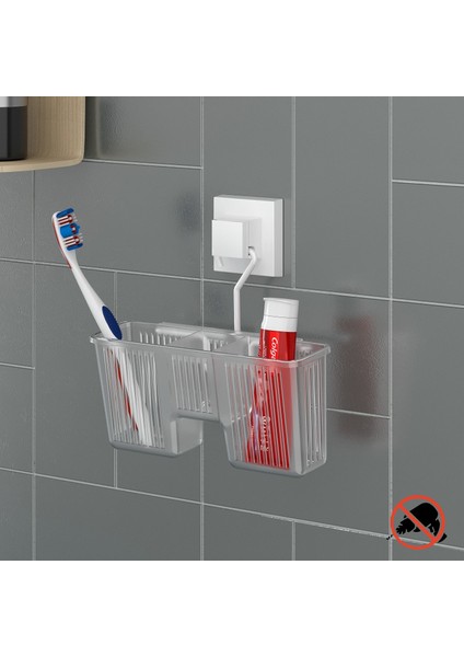 Teknotel Easyfıx Yapıskanlı Plastik Banyo Fırçalık Rafı Beyaz EF058