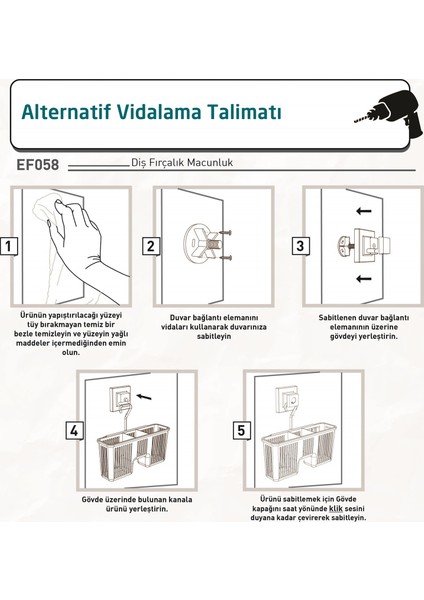 Teknotel Easyfıx Yapıskanlı Plastik Banyo Fırçalık Rafı Beyaz EF058