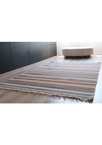 Alr Terra 3208 Çift Taraflı Saçaklı Kahverengi Kilim