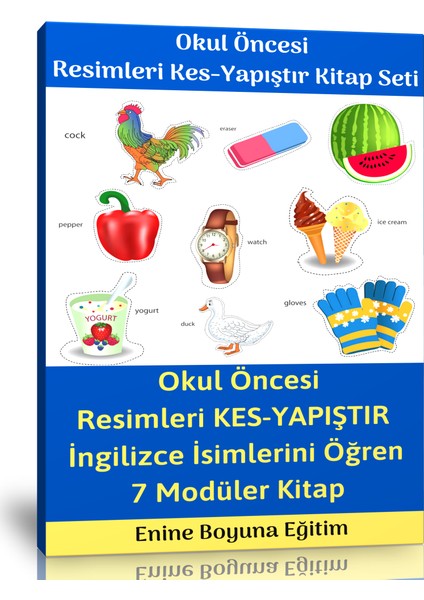 Okul Öncesi Resimleri Kes-Yapıştır Etkinlik Kitap Seti
