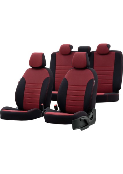 Hyundai I30 2007-2012 Özel Üretim Koltuk Kılıfı Original Design Bordo - Siyah