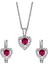 Kalp Motifli Ruby Zirkon Taşlı Gümüş Set - S016802 1