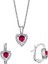 Kalp Motifli Ruby Zirkon Taşlı Gümüş Set - S016802 3