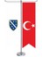 Bosna Hersek 1992 1998 Bayrağı ve Türkiye Kırlangıç Saten T Direk Masa Bayrağı 2'li 1
